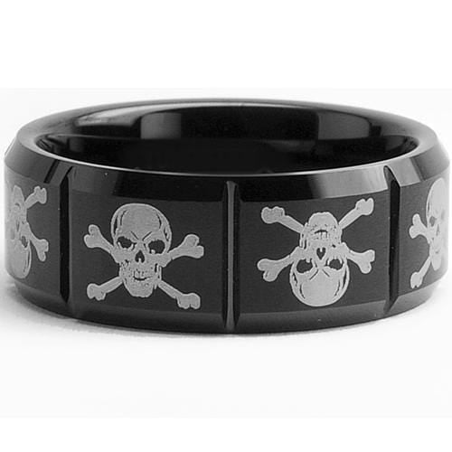 Rings And Bands Platinum Rings White Tungsten Carbide Skull Horizontal Grooves Ring Titanium