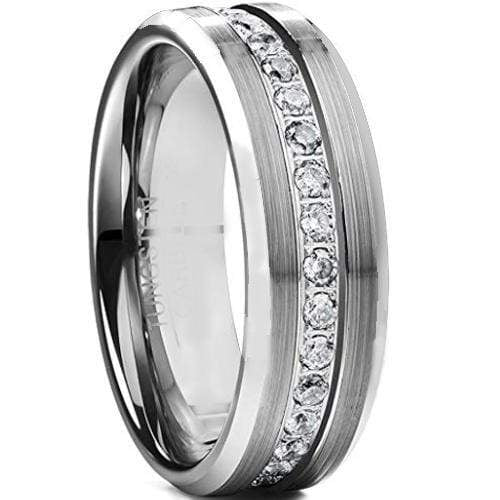 Rings And Bands Platinum Wedding Rings Platinum White Tungsten Carbide Ring With Cubic Zirconia Titanium