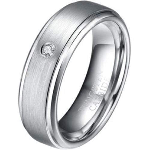 Rings And Bands Platinum Wedding Rings Platinum White Tungsten Carbide Step Ring With Cubic Zirconia Titanium