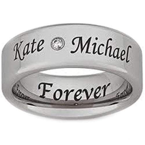 Rings And Bands Platinum Wedding Rings White Tungsten Carbide With Genuine Diamond & Custom Name Engraving Titanium