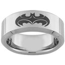 Rings And Bands Silver Engagement Rings Tungsten Carbide Batman and Robin Flat Ring Titanium