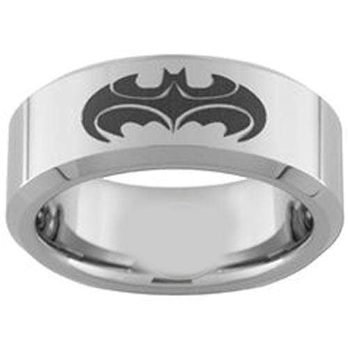 Rings And Bands Silver Engagement Rings Tungsten Carbide Batman and Robin Flat Ring Titanium