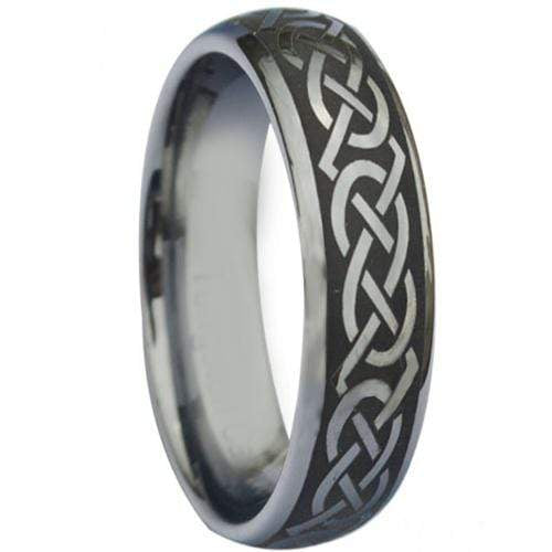 Rings And Bands Silver Engagement Rings White Black Tungsten Carbide Dome Court Celtic Ring Titanium