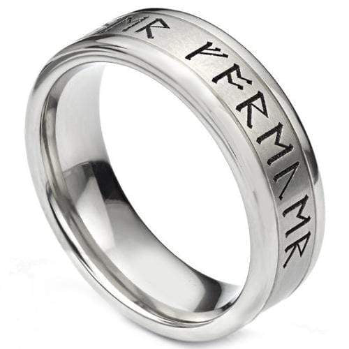 Rings And Bands Silver Engagement Rings White Tungsten Carbide Double Grooves Ring With Custom Rune Engraving Titanium