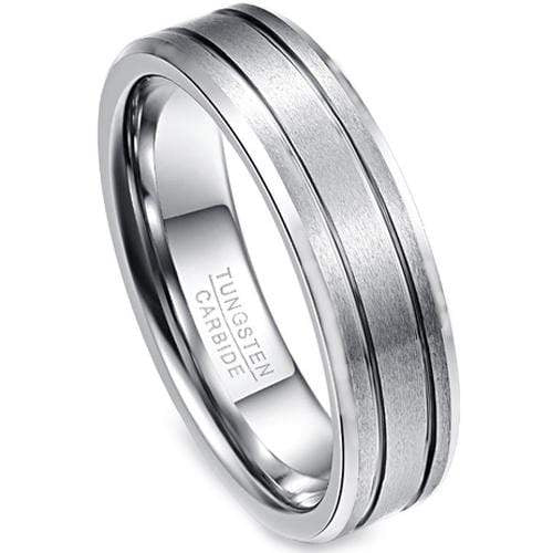 Rings And Bands Silver Rings For Women Silver White Tungsten Carbide Double Grooves Ring Titanium