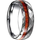 Rings And Bands Silver Rings For Women Silver White Tungsten Carbide Faceted Ring With Wood Titanium