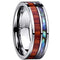 Rings And Bands Silver Rings For Women Silver White Tungsten Carbide Flat Ring With Abalone Shell and Wood Titanium