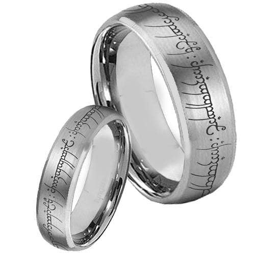 Rings And Bands Silver Rings For Women Silver White Tungsten Carbide Lord of the Ring Wedding Band Ring Titanium