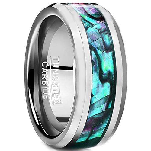 Rings And Bands Silver Rings For Women Silver White Tungsten Carbide Ring With Abalone Shell Titanium