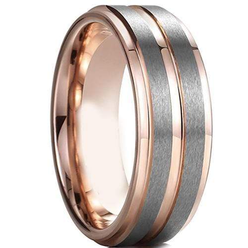 Rings And Bands Silver Rings Rose Silver Tungsten Carbide Center Groove Step Ring Titanium