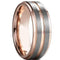 Rings And Bands Silver Rings Rose Silver Tungsten Carbide Center Groove Step Ring Titanium