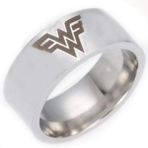 Rings And Bands Silver Rings Silver White Tungsten Carbide Wonder Woman Flat Ring Titanium