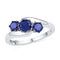 Rings And Bands Sterling Silver Women's Lab-Created Blue Sapphire stone Ring JM Weddings