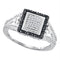Rings And Bands Sterling Silver Women's Round Black Color Enhanced Diamond Square Cluster Ring 1/5 Cttw - FREE Shipping (US/CAN) JadeMoghul