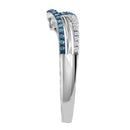 Rings And Bands Sterling Silver Women's Round Blue Color Enhanced Diamond Band Ring 1-4 Cttw JadeMoghul
