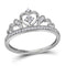 Rings And Bands Sterling Silver Women's Round Diamond Crown Tiara Heart Ring 1/6 Cttw - FREE Shipping (US/CAN) JadeMoghul