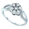 Rings And Bands Sterling Silver Women's Round Diamond Illusion-set Flower Cluster Ring 1/8 Cttw - FREE Shipping (US/CAN) JadeMoghul