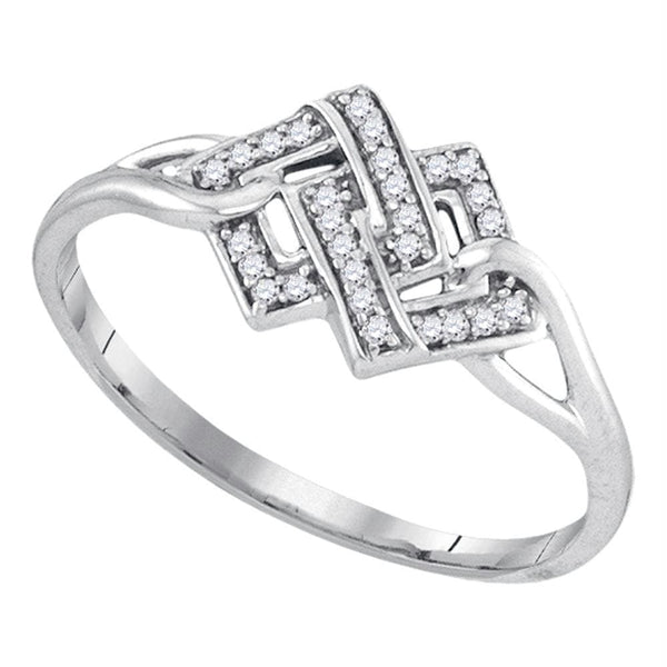 Rings And Bands Sterling Silver Women's Round Diamond Linked Square Cluster Ring 1/12 Cttw - FREE Shipping (US/CAN) JadeMoghul
