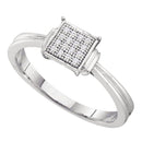 Rings And Bands Sterling Silver Women's Round Diamond Simple Square Cluster Ring 1/20 Cttw - FREE Shipping (US/CAN) JadeMoghul