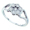 Rings And Bands Sterling Silver Women's Round Illusion-set Diamond Flower Cluster Ring 1/8 Cttw - FREE Shipping (US/CAN) JadeMoghul