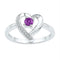 Rings And Bands Sterling Silver Women's Round Lab-Created Amethyst Diamond Heart Ring 1/4 Cttw - FREE Shipping (US/CAN) JadeMoghul