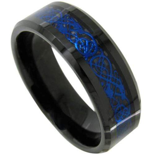 Tungsten Carbide Rings Tungsten Carbide Black Blue Dragon Ring