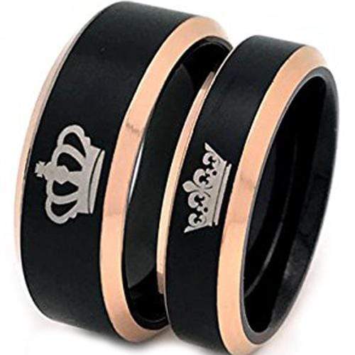 Tungsten Carbide Men's Rings Tungsten Carbide Black Pink King Queen Crown Ring
