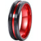 Tungsten Carbide Men's Rings Tungsten Carbide Black Red Center Groove Ring