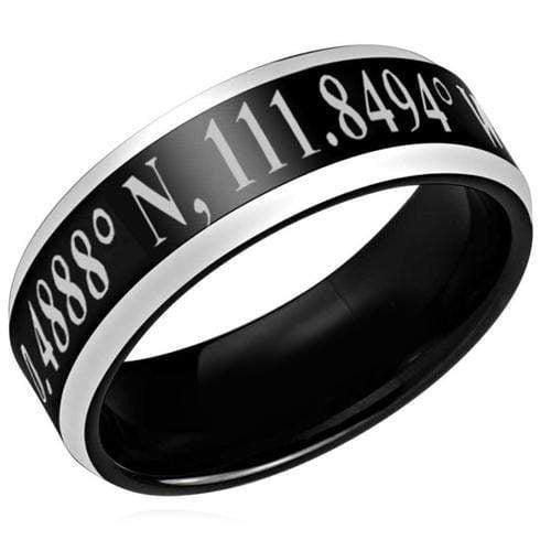 Silver Band Ring Tungsten Carbide Black Silver  Coordinate Ring