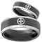 Silver Band Ring Tungsten Carbide Black Silver Deadpool Ring