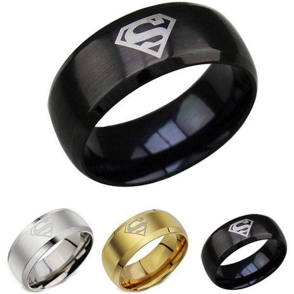Pandora Gold Ring Tungsten Carbide Black Silver Gold Tone Superman Ring