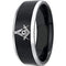 Simple Silver Ring Tungsten Carbide Black Silver Masonic Ring