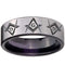 Simple Silver Ring Tungsten Carbide Black Silver Masonic Flat Ring
