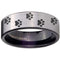 Silver Band Ring Tungsten Carbide Black Silver Paws Print Flat Ring