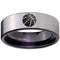 Silver Band Ring Tungsten Carbide Black Silver Pipe Cut Flat Basketball Ring