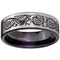 Silver Band Ring Tungsten Carbide Black Silver Pipe Cut Flat Dragon Ring