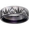 Silver Band Ring Tungsten Carbide Black Silver Pipe Cut Flat Kingdom & Heart Ring