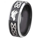 Silver Engagement Rings Tungsten Carbide Black Silver Wolf Irish Celtic Ring