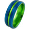 Tungsten Rings For Men Tungsten Carbide Blue Green Center Groove Ring