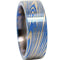 Silver Wedding Rings Tungsten Carbide Blue Silver Damascus Flat Ring