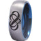 Silver Band Ring Tungsten Carbide Blue Silver Infinity Heart Dome Ring