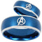 Silver Band Ring Tungsten Carbide Blue Silver Marvel Avengers Ring
