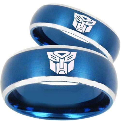 Silver Wedding Rings Tungsten Carbide Blue Silver Transformer Ring