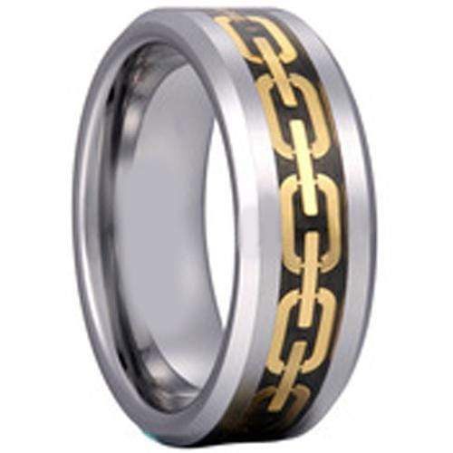 Simple Gold Ring Tungsten Carbide Gold Tone Keychain Ring