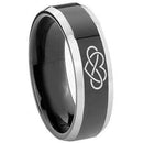 Silver Band Ring Tungsten Carbide Silver Black Infinity Heart Ring