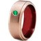 Rings And Bands Tungsten Rings For Men Pink Rose Tungsten Carbide Step Ring With Created Green Emerald Titanium