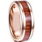 Rings And Bands Wooden Rings Pink Rose Tungsten Carbide Beveled Edges Wood Ring Titanium