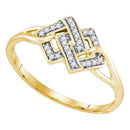 Yellow-tone Sterling Silver Women's Round Diamond Linked Square Cluster Ring 1/12 Cttw - FREE Shipping (US/CAN)