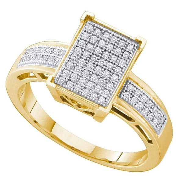 Yellow-tone Sterling Silver Women's Round Diamond Rectangle Cluster Ring 1/5 Cttw - FREE Shipping (US/CAN)