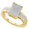 Yellow-tone Sterling Silver Women's Round Diamond Rectangle Cluster Ring 1/5 Cttw - FREE Shipping (US/CAN)